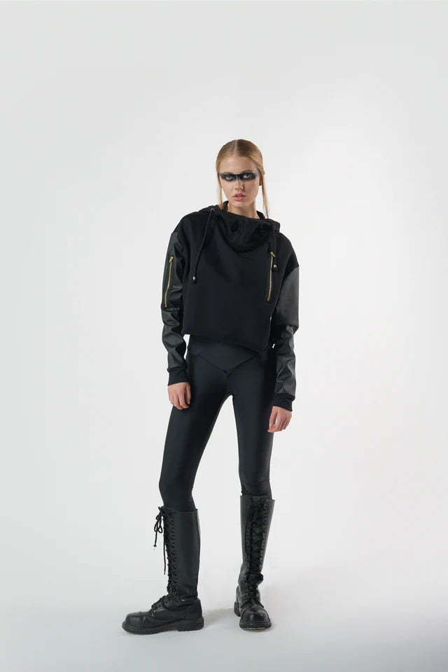 Poleron Crop Capucha