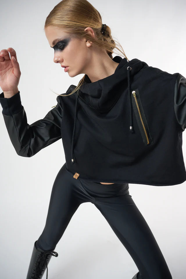 Poleron Crop Capucha